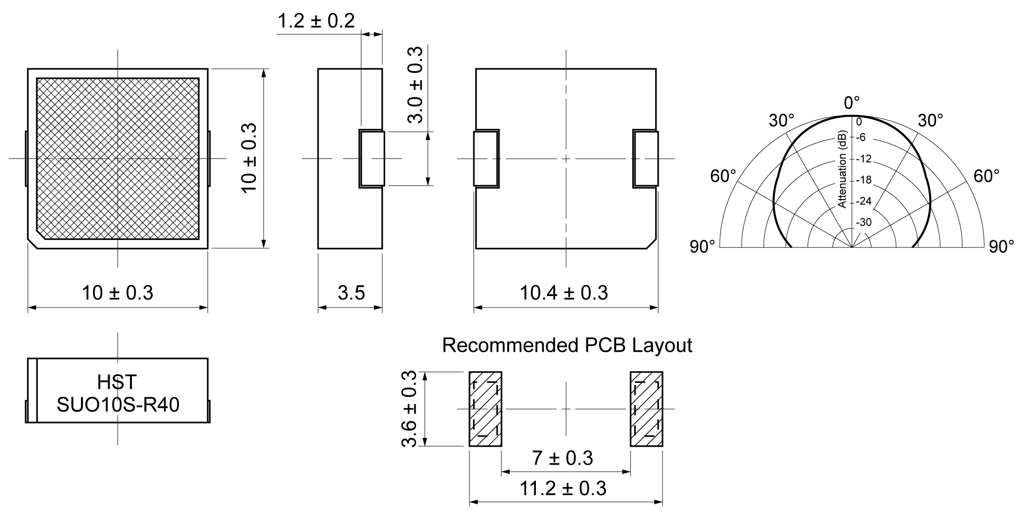 SUO10S-R40PB Mechanical Drawing